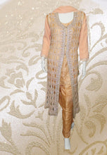 E33 Pakistani Indian Heavy Party Wear Luxury  Gown Style Chiffon Dress In Peach 4 PC