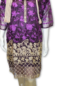 D11 Pakistani Indian Women Embroidered Organza Formal Dress