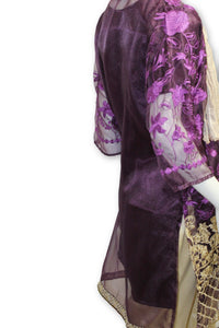 D11 Pakistani Indian Women Embroidered Organza Formal Dress