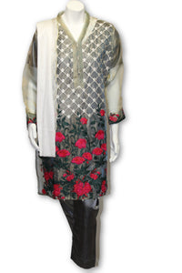 D08 Pakistani Indian Women Embroidered Organza Formal Dress
