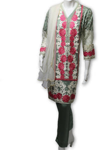 D09 Pakistani Indian Women Embroidered Organza Formal Dress