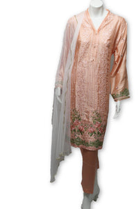 D15 Pakistani Indian Silk Embroidered Dress