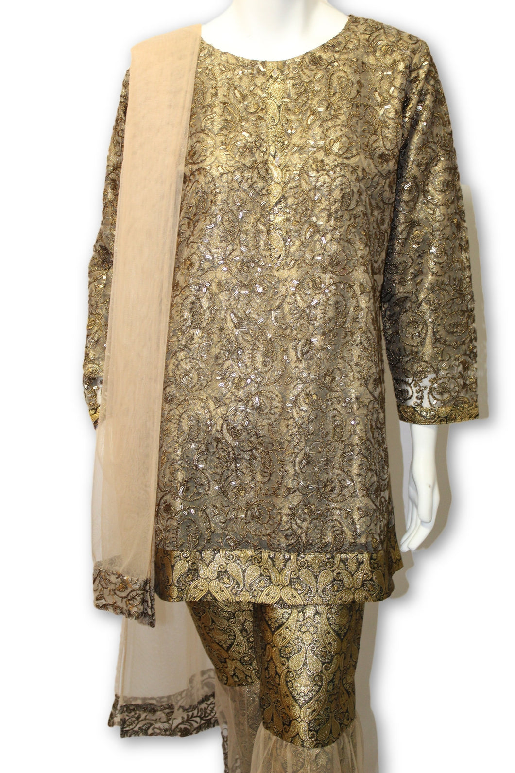 D14 Pakistani Indian Women Gota Work Formal Gharara Pant Dress