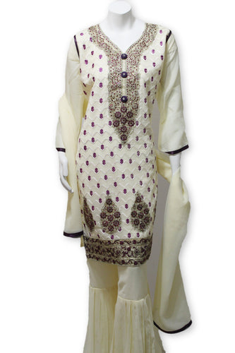 Party Wear Chiffon Dress With Gharara Pants Pakistani Indian Style