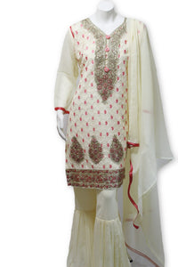 Party Wear Chiffon Dress With Gharara Pants Pakistani Indian Style