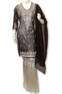 Chiffon Fancy Party Wear Gharara Pants 3 Pcs Pakistani Indian Dress
