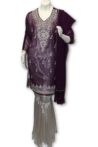 Chiffon Fancy Party Wear Gharara Pants 3 Pcs Pakistani Indian Dress