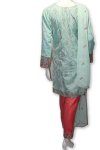 E04 Pakistani Indian 3 Pc Party Wear Chiffon Dress