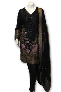 E13 Pakistani Indian 3 Pc Party Wear Chiffon Dress