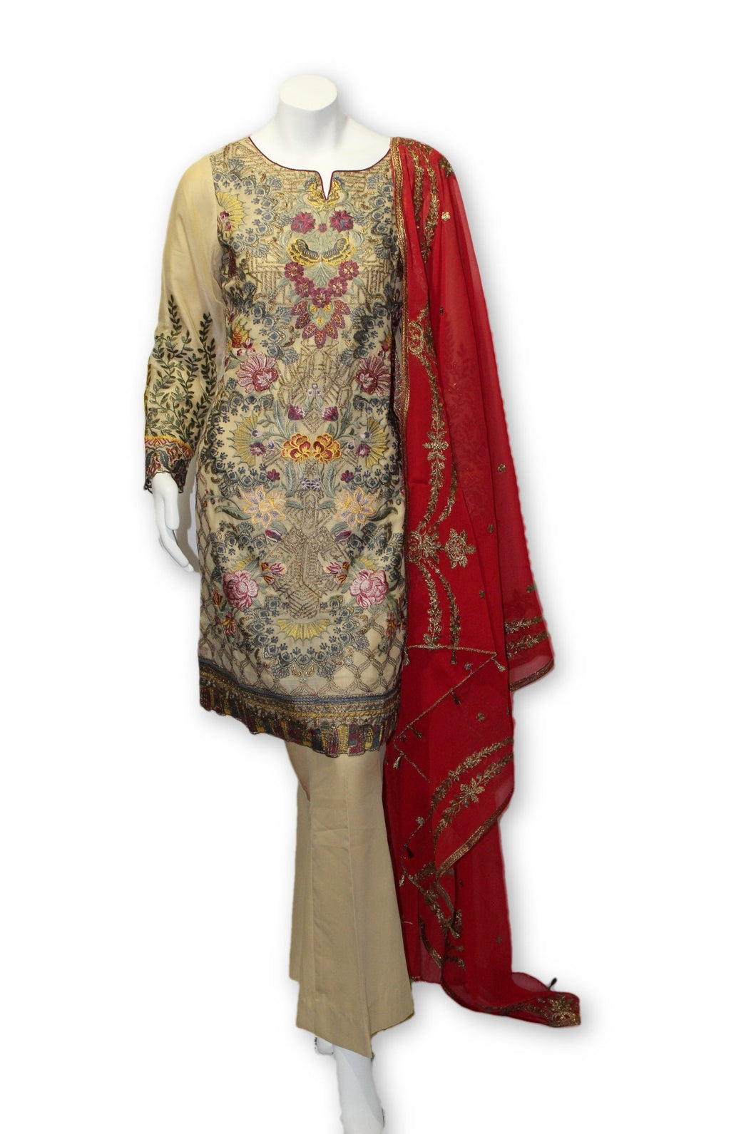 E01 Pakistani Indian 3 Pc Party Wear Chiffon Dress