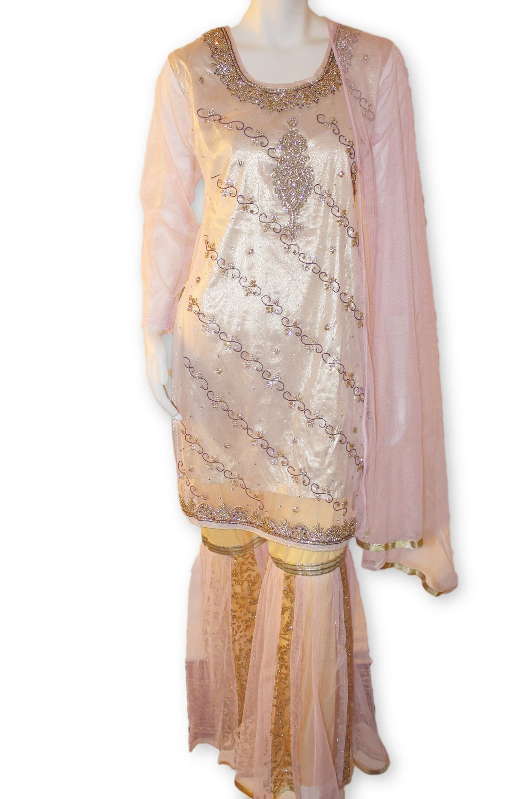 Fancy Net 3 Pcs Gharara Suit Party Wear Pakistani Indian Style