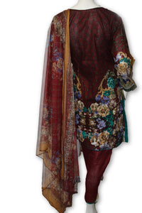 A04 Pakistani Indian Fine Design 3 Pcs Embroidered  Lawn Suit