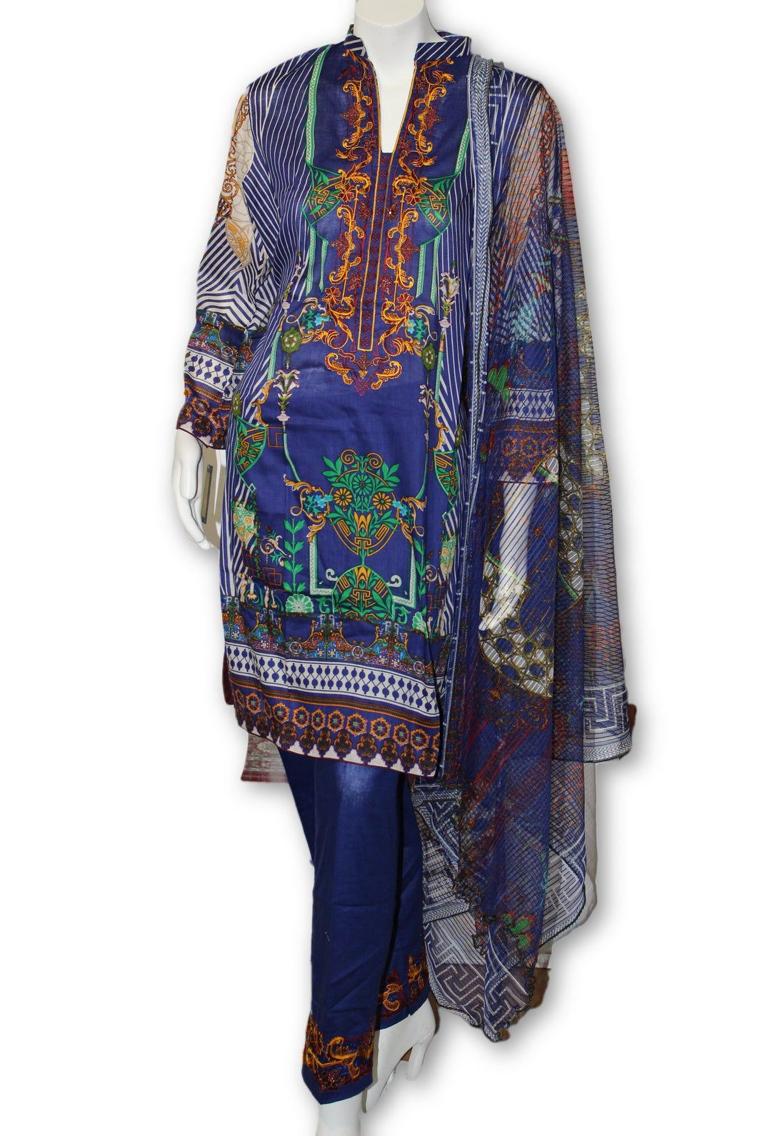 A06 Pakistani Indian Fine Design 3 Pcs Embroidered  Lawn Suit