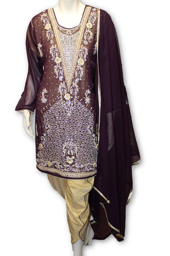 Party Wear Chiffon Dress With Tulip Pants Pakistani Indian Style