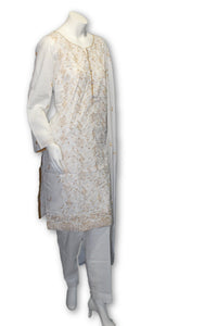 06 Pakistani Indian Fine Design Chicken Embroidered 3 Pcs Suit