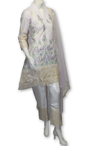 E18 Pakistani Indian 3 Pc Party Wear Net Embroirered Dress