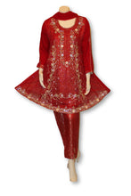 Copy of E26 A  Pakistani Indian Heavy 3 PC Bridal Wear Luxury  Chiffon Dress In Red