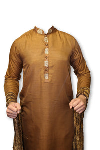 F26  Pakistani Indian Men Fine Design 3 Pcs Fancy Shalwar Kameez With Stole