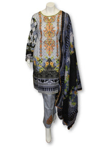 A21 Pakistani Indian Fine Design 3 Pcs Embroidered  Lawn Suit