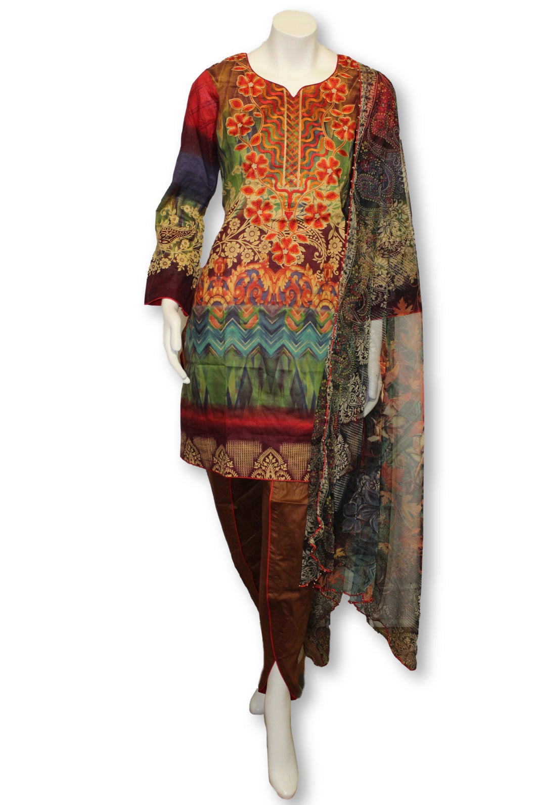 A24 Pakistani Indian Fine Design 3 Pcs Embroidered  Lawn Suit