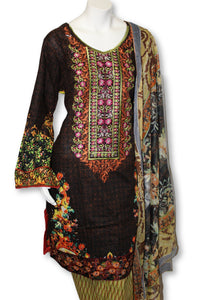 A25 Pakistani Indian Fine Design 3 Pcs Embroidered  Lawn Suit