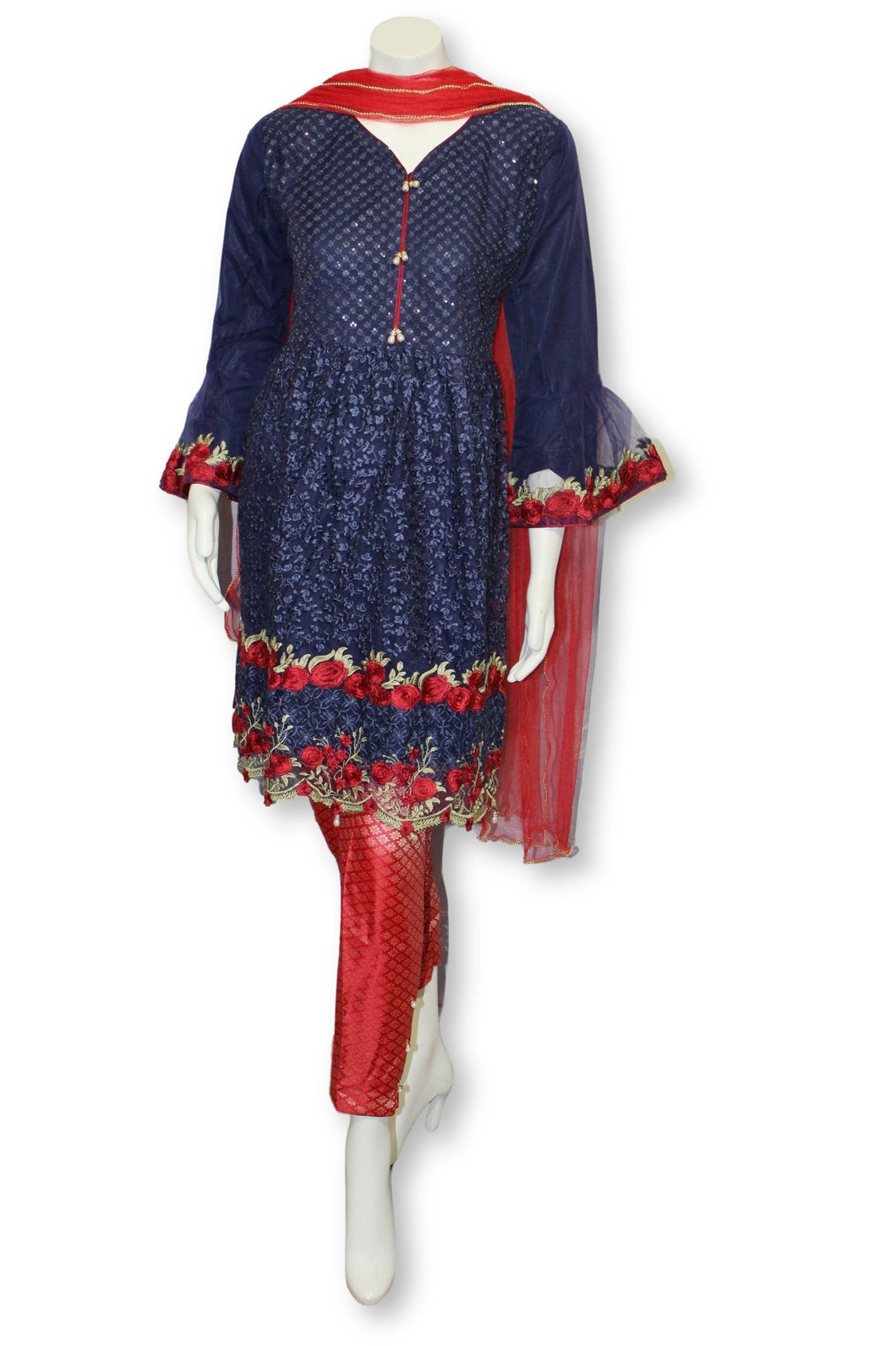 D02 Pakistani Indian Women 3 Piece Semi Formal Dress