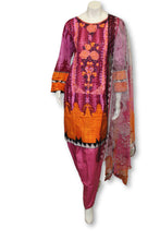 A28 Pakistani Indian Fine Design 3 Pcs Embroidered  Lawn Suit