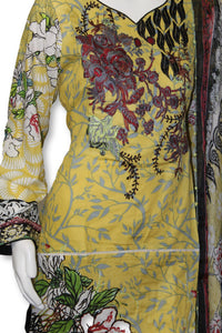 A34 Pakistani Indian Fine Design 3 Pcs Embroidered  Lawn Suit