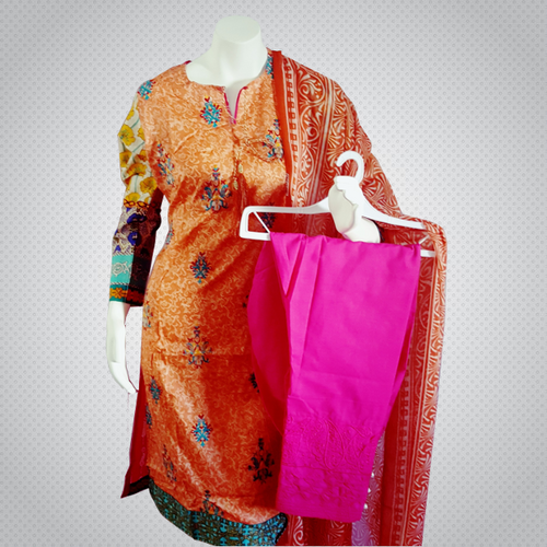 Pakistani Indian Women 3 Pieces  Cotton Lawn Dress